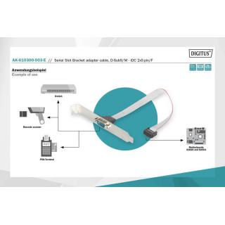 Kabel na śledziu RS232 Typ DSUB9/2xDIN5 M/Ż 0,25m Szary