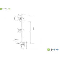 Uchwyt biurkowy Techly 13"-27", 2x10kg na 2 monitory regulowany