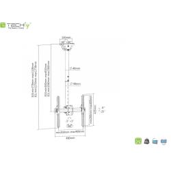 Uchwyt sufitowy Techly 32"-55", 50kg regulowany