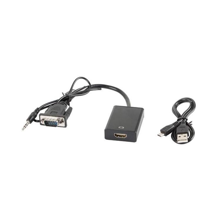 Adapter Lanberg AD-0021-BK (D-Sub (VGA), Mini Jack M - HDMI F 0,20m kolor czarny)