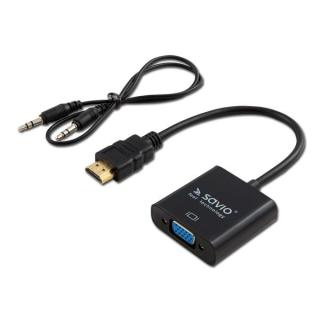 Adapter SAVIO CL-23/B (HDMI M - D-Sub (VGA) F 0,20m kolor...