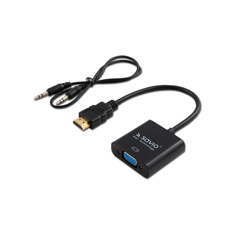 Adapter SAVIO CL-23/B (HDMI M - D-Sub (VGA) F 0,20m kolor czarny)