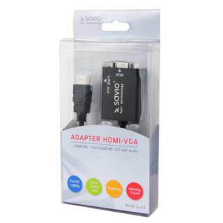 Adapter SAVIO cl-23 (HDMI M - D-Sub (VGA) F 0,20m kolor czarny)