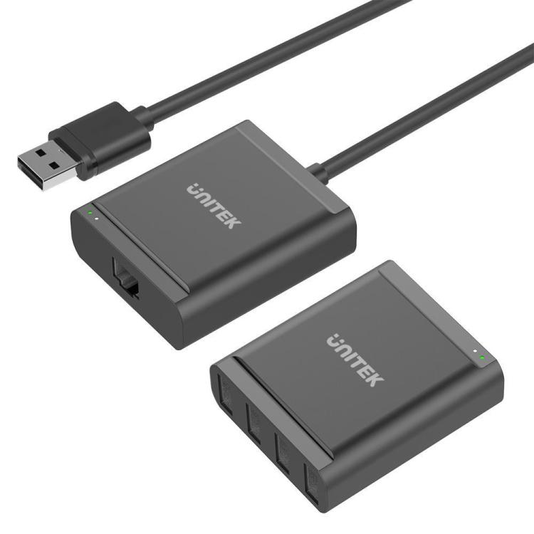 UNITEK PRZEDŁUŻACZ USB PO SKRĘTCE, RJ45, 4X USB