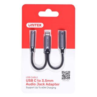 UNITEK ADAPTER USB-C - MINIJACK 3,5MM,USB-C 60W