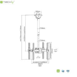 Uchwyt sufitowy Techly 32"-55", 2x45kg na 2 monitory