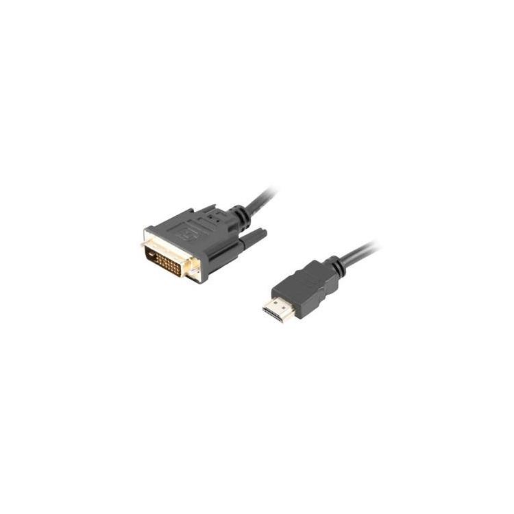 Kabel Lanberg CA-HDDV-20CU-0018-BK (HDMI M - DVI-D (24+1) M 1,8m kolor czarny)