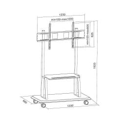 Stojak mobilny Techly 55"-120" 150kg z półką