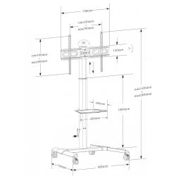 Stojak mobilny Techly 32"-70", 40kg regulowany z półką