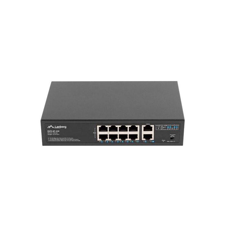 LANBERG SWITCH POE+ RACK 10"/19" (8X 100MB/S POE+, 2X 1GB/S) RSFE-8P-2GE-120