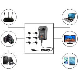 Zasilacz sieciowy Techly Uniwersalny Regulowany 3-12V 1A 12W USB 5V 2.1A