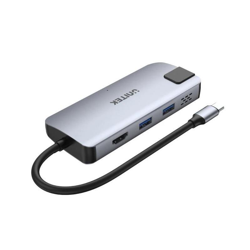 Hub USB-C Unitek D1028 2x USB-A, HDMI 2.0, RJ-45, USB-C PD 100W