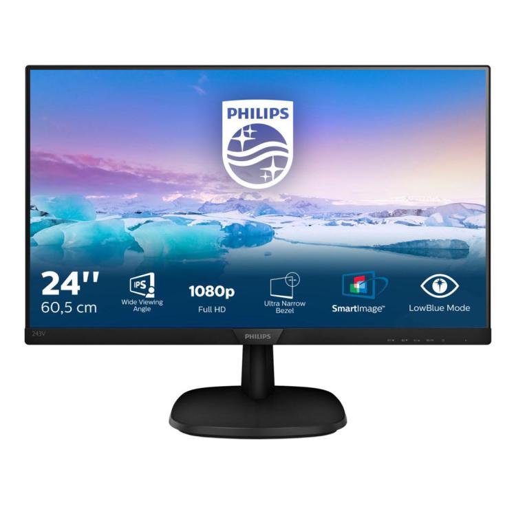 Monitor Philips 243V7QDAB/00 (23,6" IPS/PLS FullHD 1920x1080 HDMI, VGA kolor czarny)