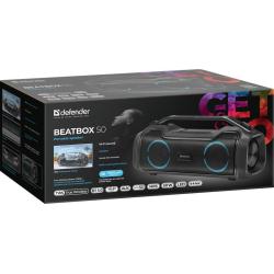 Głośnik Defender BEATBOX 50 Bluetooth 50W MP3/AUX/SD/USB/TWS/LED/IPX5/POWER BANK czarny