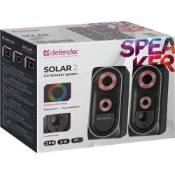 Głośniki Defender SOLAR 2 2.0 8W USB podświetlenie LED