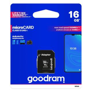 Karta pamięci GoodRam M1AA-0160R12 (16GB Class 10, Class U1 Adapter, Karta pamięci)