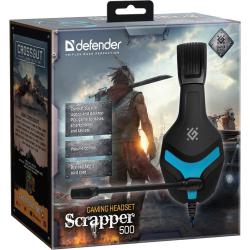 Słuchawki z mikrofonem Defender SCRAPPER 500 Gaming niebiesko-czarne + adapter 4 pin + GRA