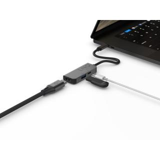 LINQ HUB USB-C ADAPTER 3IN1 USB-C (1X HDMI 2.0 4K/60HZ, 1X USB-A 3.2 GEN1, 1X USB-C PD 100W DO ZASILANIA),PLECIONY KABEL 12CM