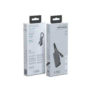 LINQ HUB USB-C ADAPTER 3IN1 USB-C (1X HDMI 2.0 4K/60HZ, 1X USB-A 3.2 GEN1, 1X USB-C PD 100W DO ZASILANIA),PLECIONY KABEL 12CM