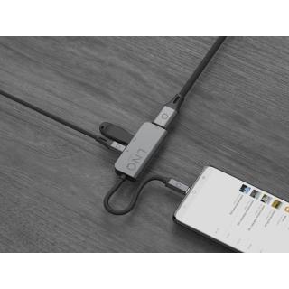 LINQ HUB USB-C ADAPTER 3IN1 USB-C (1X HDMI 2.0 4K/60HZ, 1X USB-A 3.2 GEN1, 1X USB-C PD 100W DO ZASILANIA),PLECIONY KABEL 12CM