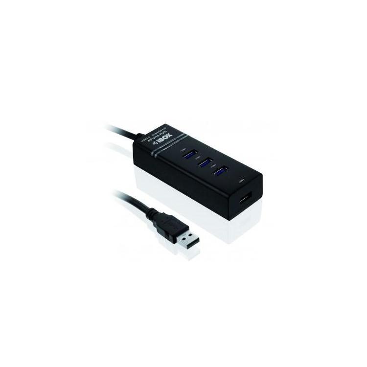 Hub IBOX USB 3.0 CZARNY 4-PORTY IUH3FB (4x USB 3.0 kolor czarny)