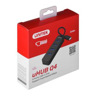 UNITEK HUB USB-C 4XUSB-A 3.1, AKTYWNY, 10 W, H1117B