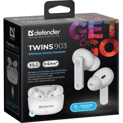 Słuchawki z mikrofonem Defender TWINS 903 bezprzewodowe Bluetooth białe