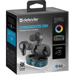 Słuchawki z mikrofonem Defender CyberDots 250 bezprzewodowe Bluetooth TWS czarne