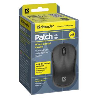 DEFENDER MYSZ PATCH MS-759 OPTICAL 1000DPI 3P CZARNA 52759