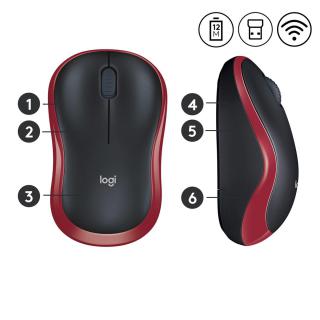 Mysz Logitech M185 910-002240 (optyczna 1000 DPI kolor czerwony)