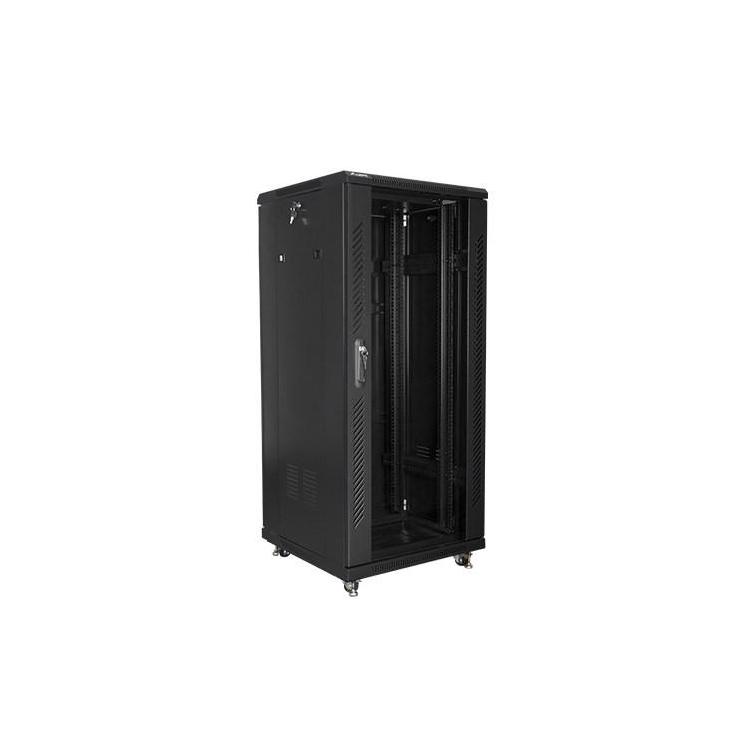 Szafa rack Lanberg FF01-6627-12B (27U 19'' 1390mm / 600mm / 600 mm stojąca Szklane 800 kg kolor czarny)