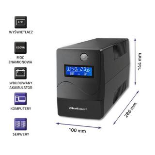 QOLTEC ZASILACZ AWARYJNY UPS 650VA | 360W | LCD | USB | RJ45