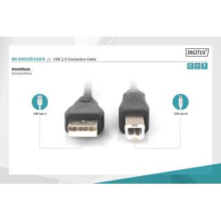 Kabel połączeniowy USB 2.0 HighSpeed Typ USB A/USB B M/M 1,8m Czarny