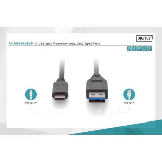 Kabel połączeniowy USB 3.1 Gen.2 SuperSpeed+ 10Gbps Typ USB C/USB A M/M, Power Delivery 1m Czarny