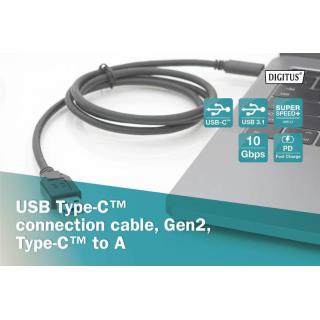 Kabel połączeniowy USB 3.1 Gen.2 SuperSpeed+ 10Gbps Typ USB C/USB A M/M, Power Delivery 1m Czarny