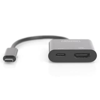 Adapter graficzny HDMI 4K 60Hz UHD na USB 3.1 Typ C, Power Delivery z audio, aluminiowy Czarny