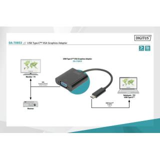 Adapter graficzny VGA 1080p FHD na USB 3.1, dł. 15cm Czarny