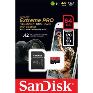 Karta pamięci Extreme Pro microSDXC 64GB 170/90 MB/s A2 V30 U3