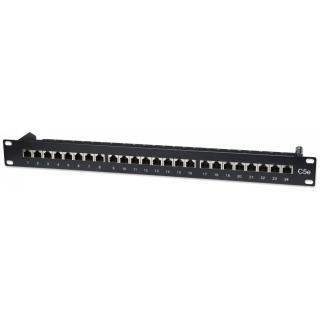 Patchpanel 19 cali, 24 porty, STP kat.5e czarny