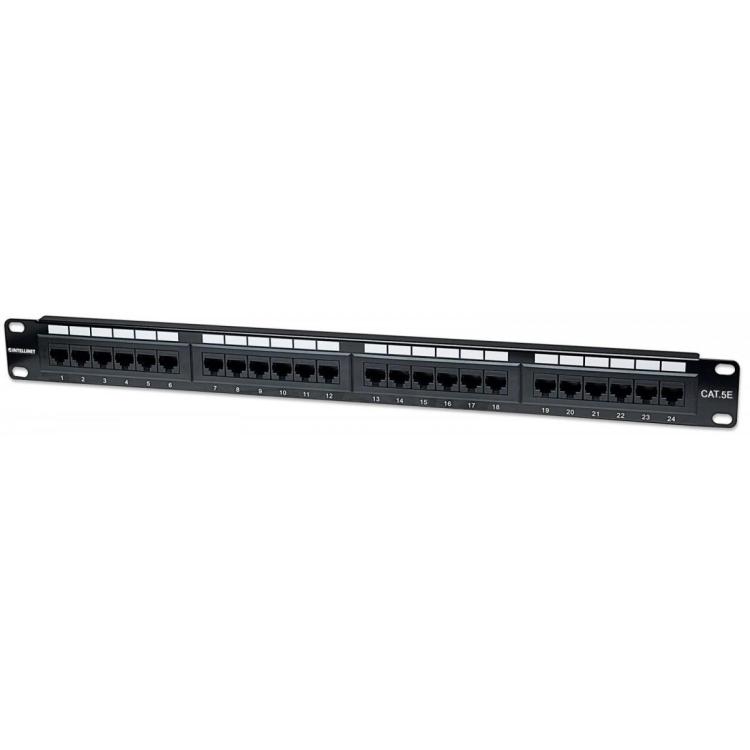 Patch panel 19 cali 24 porty UTP kat.5e czarny