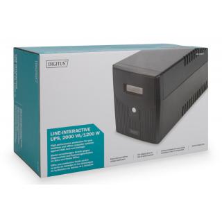 Zasilacz awaryjny UPS Line-Ineractive LCD, 2000VA/1200W, 2x12V/9Ah, AVR, 4xSCHUKO, USB, RS232, RJ45