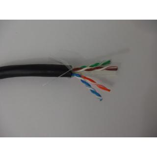 Kabel teleinformatyczny instalacyjny zewnętrzny żelowany kat.6, U/UTP, Fca, drut, AWG 23/1, PE, 305m, czarny, szpula