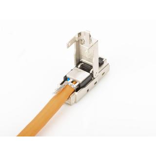 Wtyk modularny RJ45 kat.6A, PoE+, 10GbE, STP, ekranowany, metalowy, beznarzędziowy, AWG 27-22, zaślepka