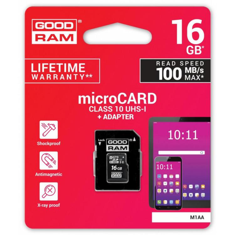 Karta microSDHC 16GB CL10 + adapter