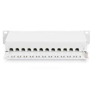 Patch panel 10 12-portów RJ-45 Kat.5e ekranowany 1U kompletny LSA, wspornik kablowy, Szary