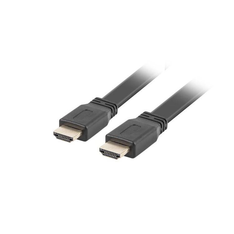 Kabel HDMI-HDMI v2.0 1.8m czarny płaski 4K 60Hz, pełna miedź