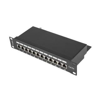 Patch Panel 12 Port 1U 10 cali kat.5e ekranowany czarny