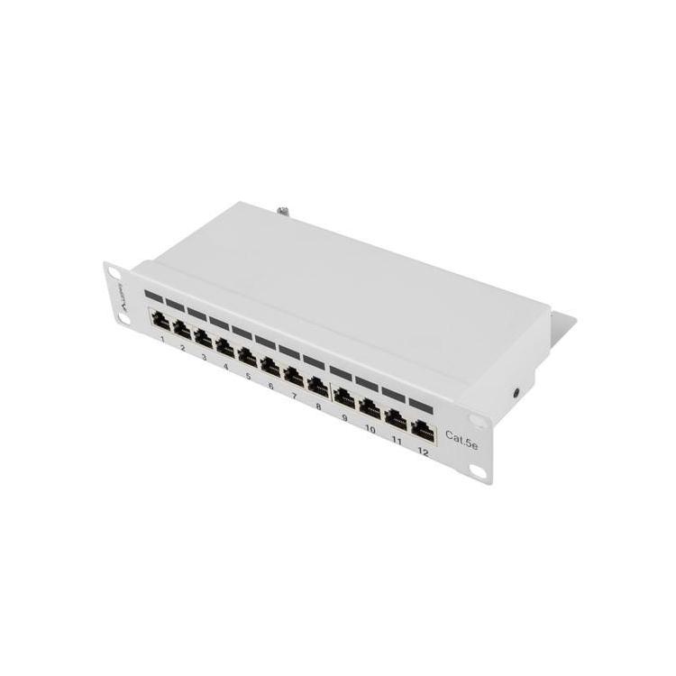 Patch Panel 12 Port 1U 10 cali kategoria 5e ekranowany szary