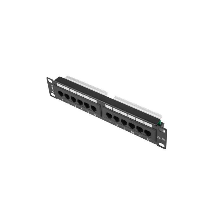 Patch Panel 12 Port 1U 10 cali kategoria 5e czarny