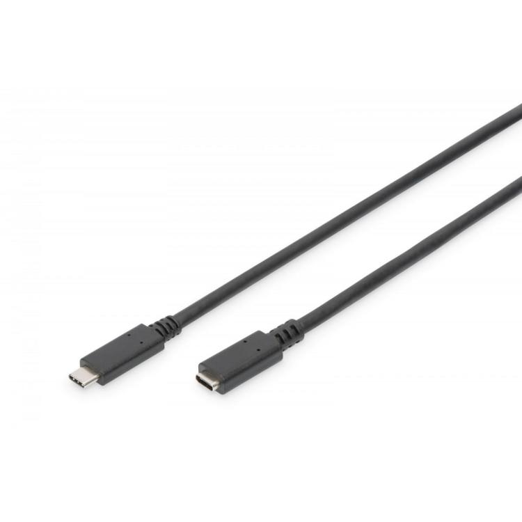 Kabel przedłużający USB 3.1 Gen.2 SuperSpeed+ 10Gbps Typ USB C/USB C M/Ż, PD, czarny 0,7m